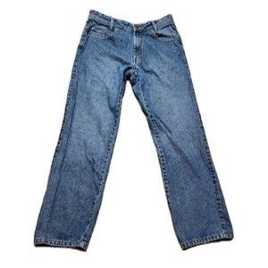 Road Mens Casual Regular Flat Front Straight Blue Denim Jeans Size 30x30
